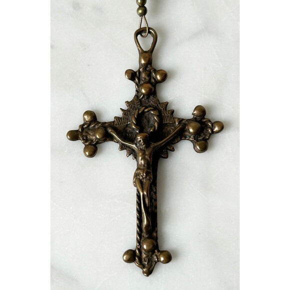 Bella Studios Rosary Lapis Lazuli Beads Bronze Medal and Crucifix Prayer Beads - Picture 8 of 14